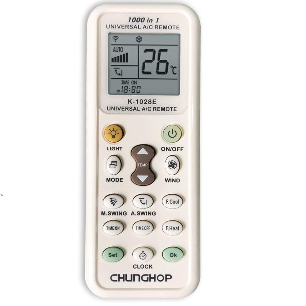 Chunghop k-1028e universal a/c air conditioner remote control for lg gree midea toshiba haier daikin hitachi sharp panasonic samsung sanyo hisense fujitsu whirlpool bosch and more than 1000 brands