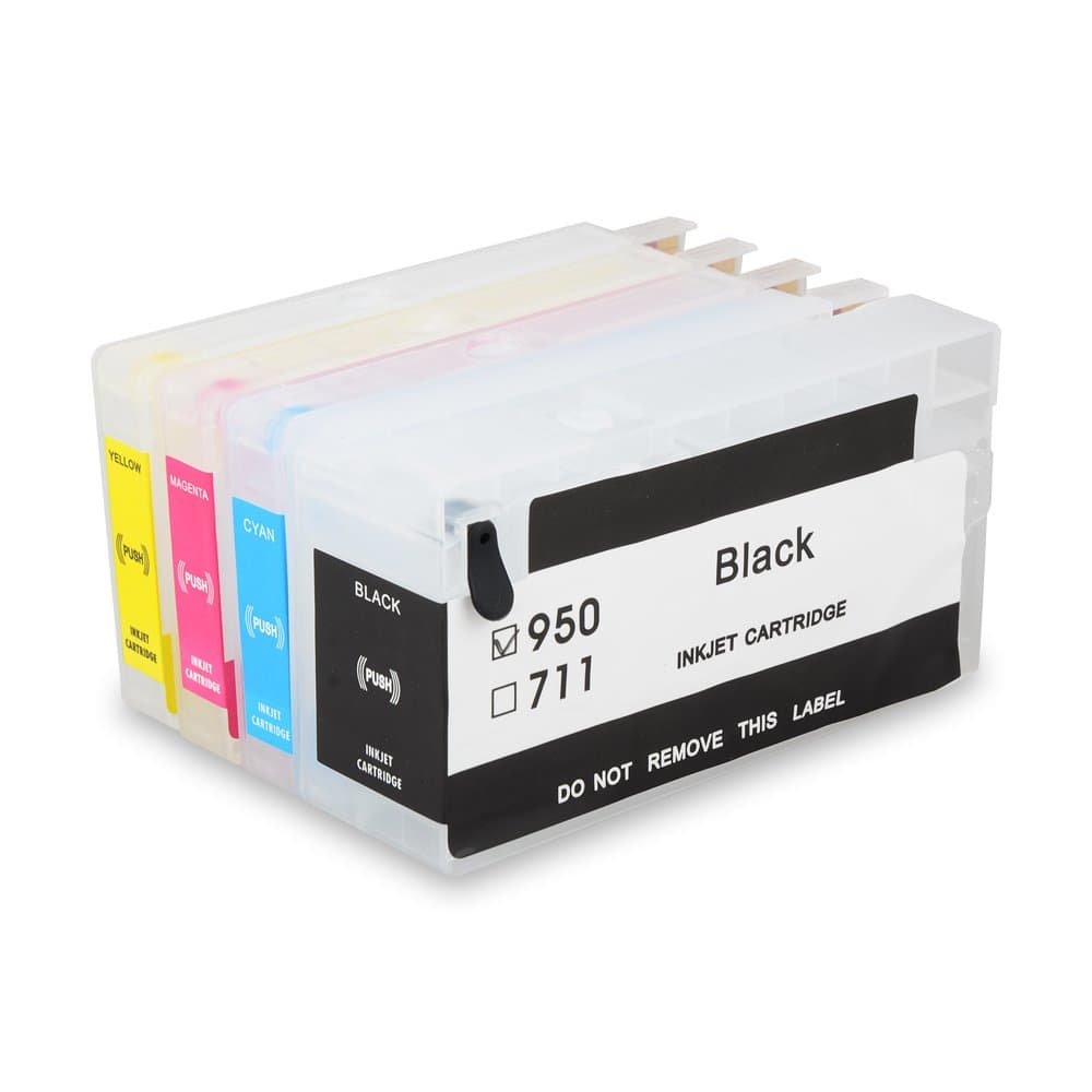 Aomya Empty Ink Cartridge Refillable Compatible for HP 950 951 Set of 4 with Chip use for HP officejet 8610 8600 276dw 251dw Printer (Black, Cyan, Magenta, Yellow)