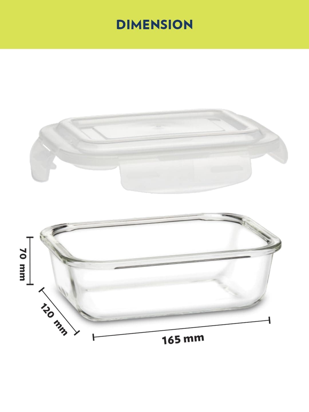 BOROSIL KLIP-N-STORE RECTANGULAR GLASS STORAGE CONTAINER WITH AIR TIGHT LID FOOD STORAGE CONTAINER MICROWAVE SAFE CONTAINER 370 ML