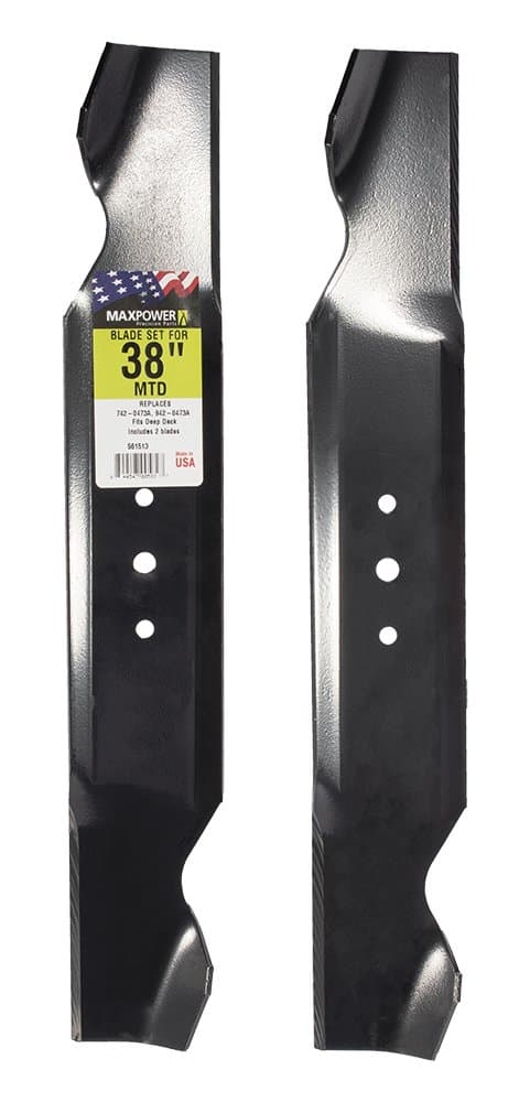 Maxpower 561513B 2 Blade Set for 38" Cut MTD/Cub Cadet/Troy-Bilt Replaces OEM #'s 742-0322, 742-0472, 742-0473a and Many More