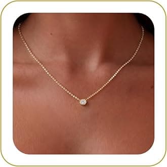 Dainty 14k Gold Plated/Silver Cubic Zirconia Necklaces for Women, Simple CZ Jewelry Necklaces Trendy Gifts
