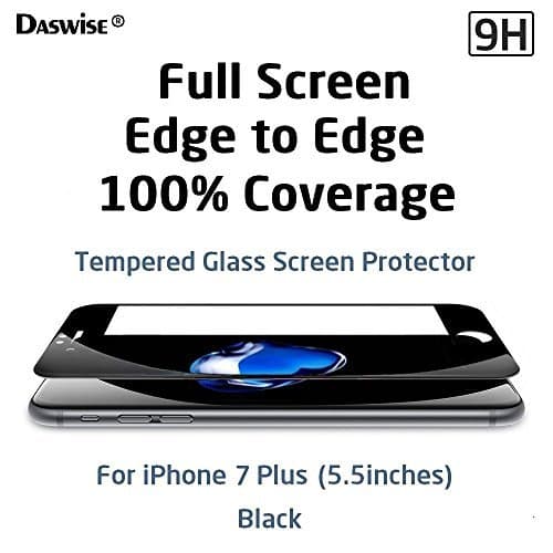 Screen Protector, 2016 Full Screen Anti-scratch Tempered Glass Protectors with Curved Edge, Cover Edge-to-Edge, Screens from Drops, HD Clear, Bubble-free, Shockproof (5.5 Black)