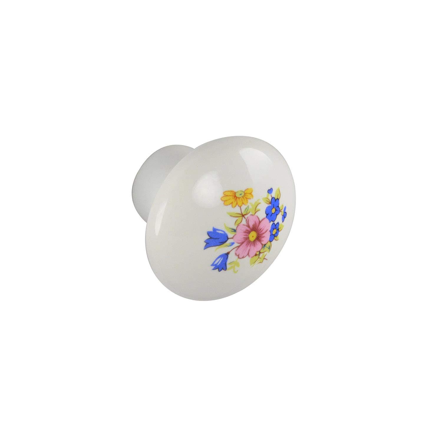 Style Selections#B401-35.3-WT - 1-1/2 in. (38mm) Round Cabinet Knob - White with Flower Design - 10 Pack