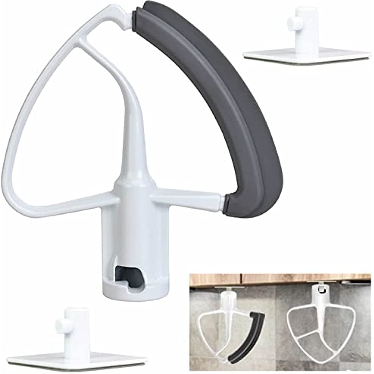 Flex Edge Beater for KitchenAid Mixer 4.5-5 QT Tilt-Head Stand Mixer Attachments with 2Pcs Flex Edge Beater Holders, Mixer Paddle with Flexible Silicone Edges Bowl Scraper(All 3Pcs)