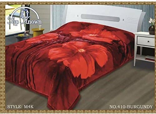 Heavy Soft Thick Warm Double 2 Ply Blanket Throw Double Sided Double King Bed Red Flower Print