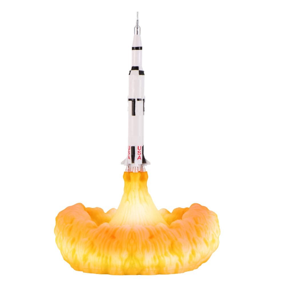 DEBEME 3D Print Rocket Lamp Rechargeable Space Shuttle Lamp Night Light Room Decoration for Rocket Lovers 28cm (B)