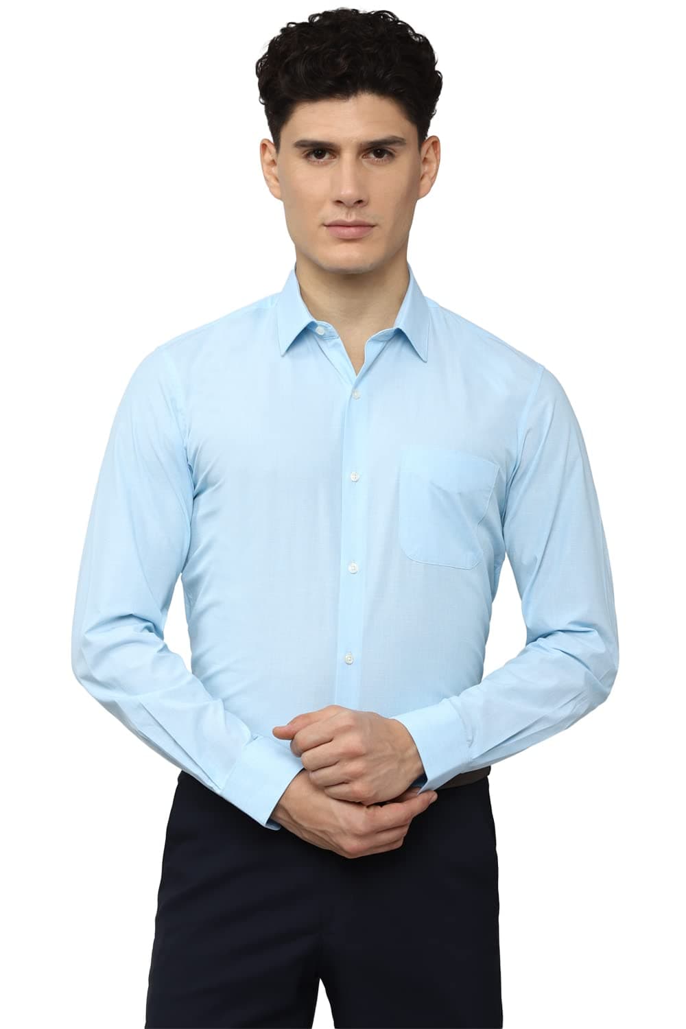 Peter England Men's Everyday Solid Slim Fit Full Sleeve Formal Shirt | Cotton-Rich