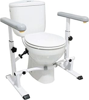KMINA Toilet Safety Rails for Seniors, Heavy Duty Frame with Handles, Adjustable Height and Width, Handicap Grab Bars