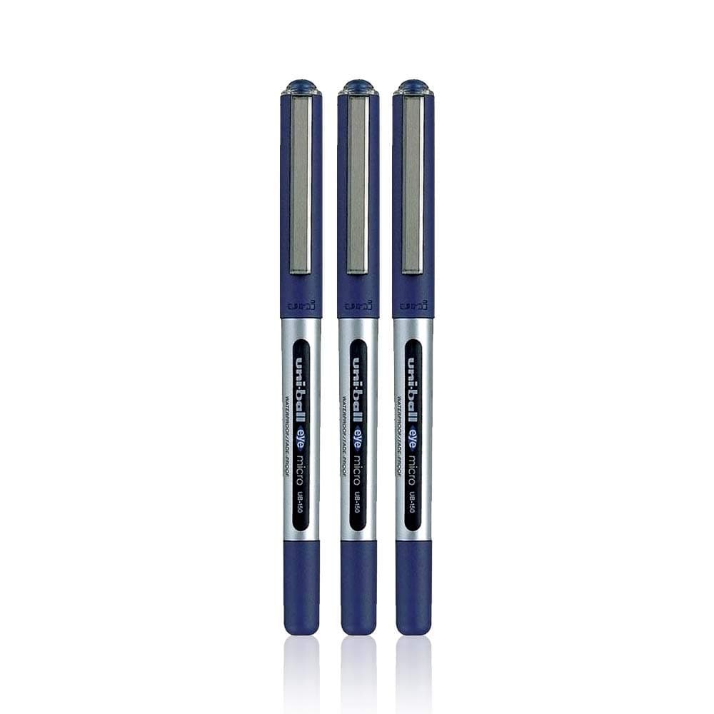 uni-ball Eye Micro UB-150 Fine Rollerball Pen - Blue, Pack of 3