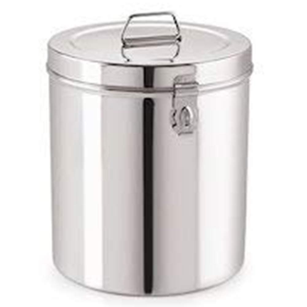 Stainless Steel Storage Drum With Laser Etching Aata Rice Container Steel With Handle Steel Pawali Storage Tanki For Kitchen Home (2 Ltr, Silver)