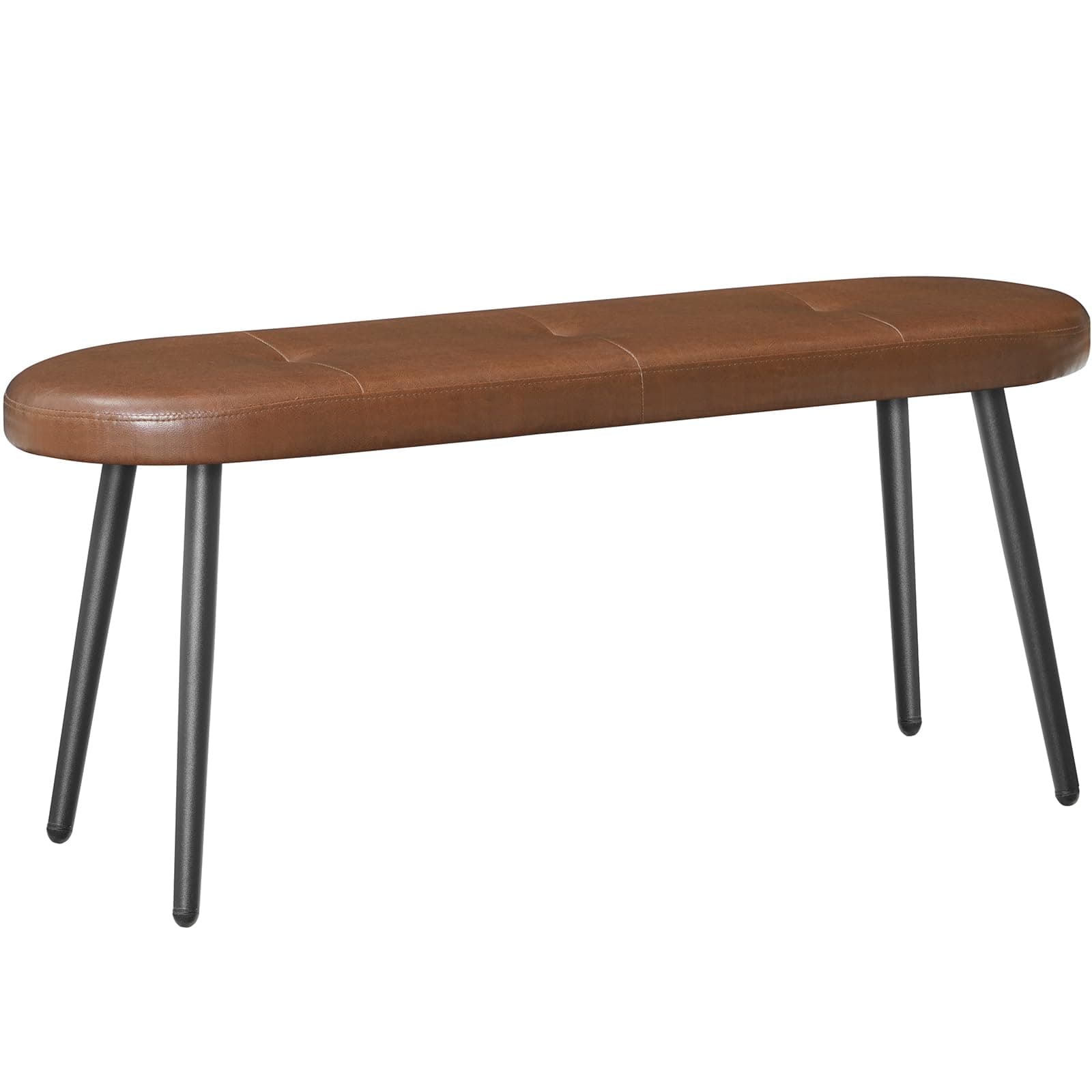 HOOBRO Dining Bench, Dining Room Bench, Upholstered Bench, with PU Leather Padded Seat, Steel Frame, Easy to Assemble, for Kitchen, Dining Room, Hallway, Bedroom, Entryway, Brown and Black CB100CD01