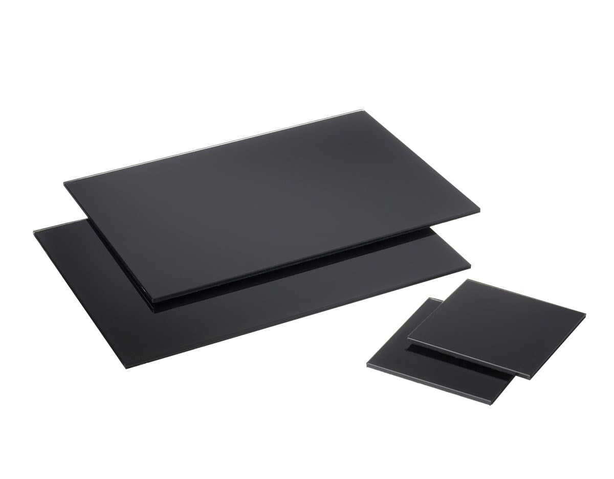 Rectangle Black Glass Placemats Drinks Coasters Dining Table Mats 2 Of Each Set
