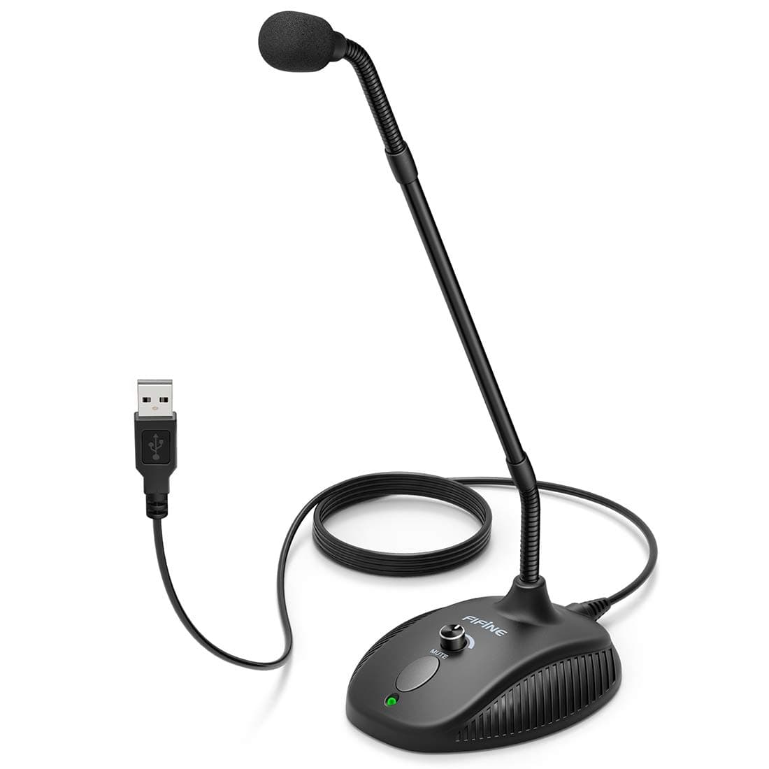Fifine K052 USB Desktop Gooseneck Microphone with Mute Button & LED Indicator for Windows and Mac