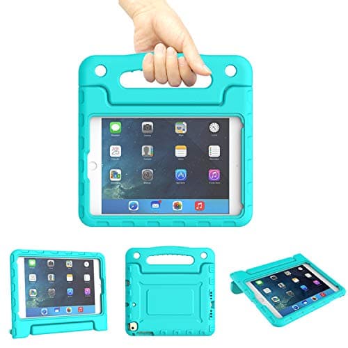 Kids Case for iPad Mini 1 2 3 4 5 Generation - Lightweight Shockproof Convertible Protection Cover with Built-in Handle Stand Children Tablet and 2019 - Retina Display (Turquoise)