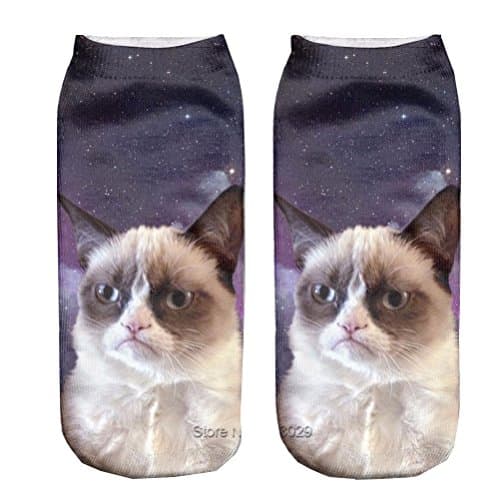 Grumpy Cat 3D Sock Print Lovely Polyester Contrast Color Women Socks