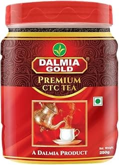 Dalmia Gold Premium CTC Black Tea Granule 250 gm | Strong & Aromatic Chai | Rich Color & Bold Taste | Assam Tea | Kadak Chai | Jar | Pack of 4
