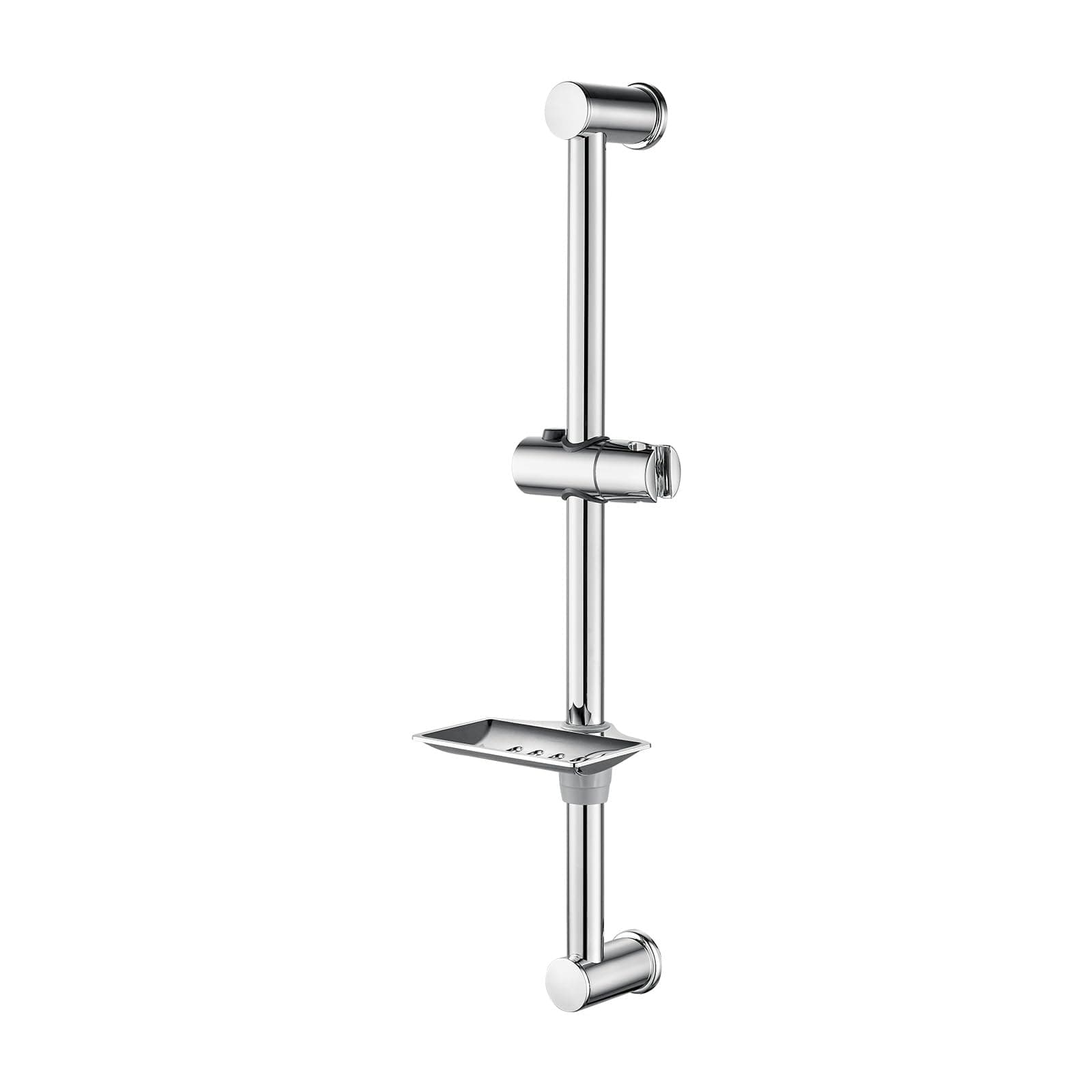 M20802 Shower Riser Rail, Wall Mounted Shower Slide Bar with Soap Dish Bracket Chrome Adjustable Shower Head Holder Bar for Bathroom