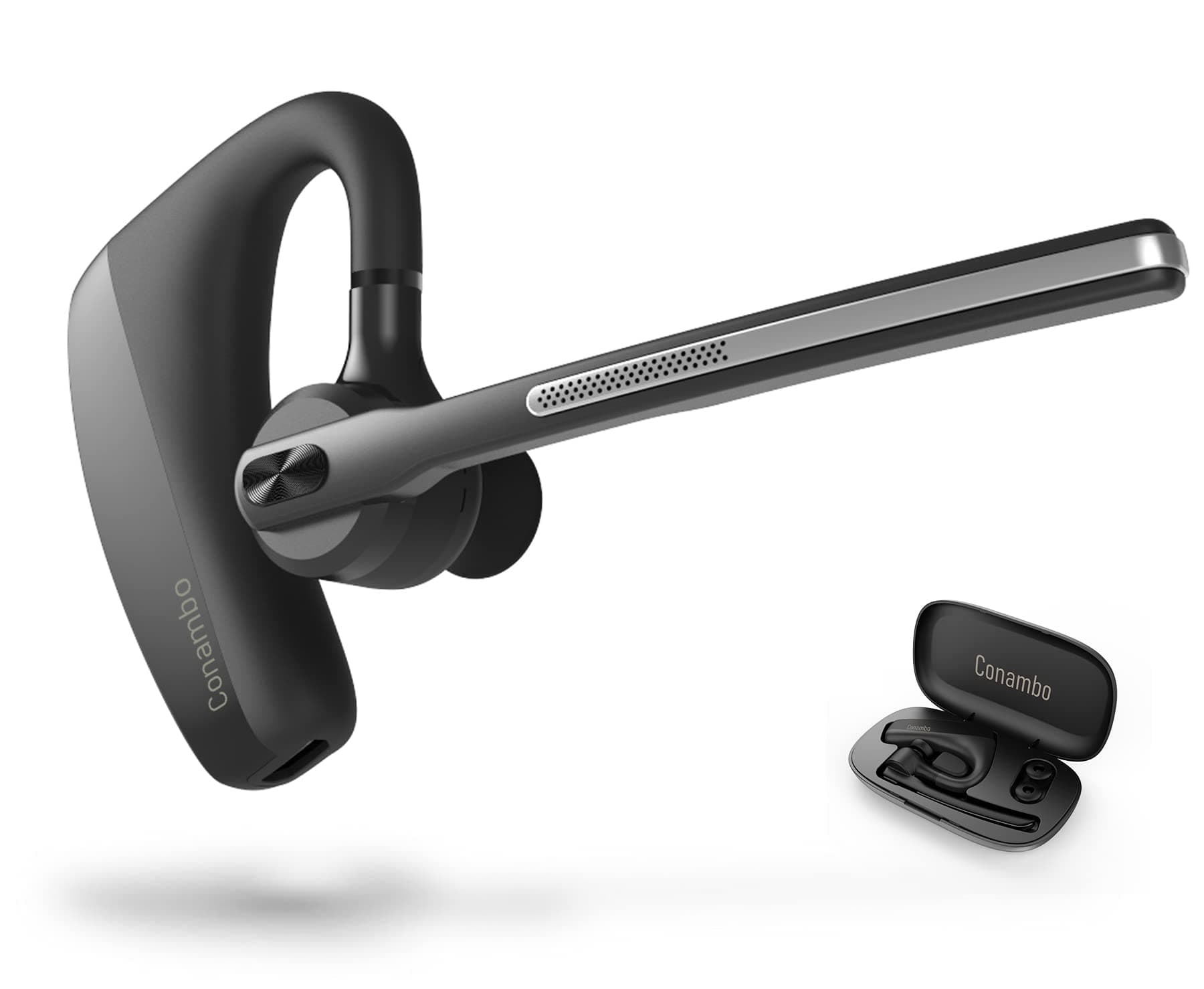 Conambo 2025 Upgraded K18 Bluetooth Headset V5.1 Wireless Headset with Dual Mic Noise Canceling& Mute, 16Hrs Talk time Single Ear Bluetooth Earpiece for iPhone Android Cell Phone Trucker Office Work