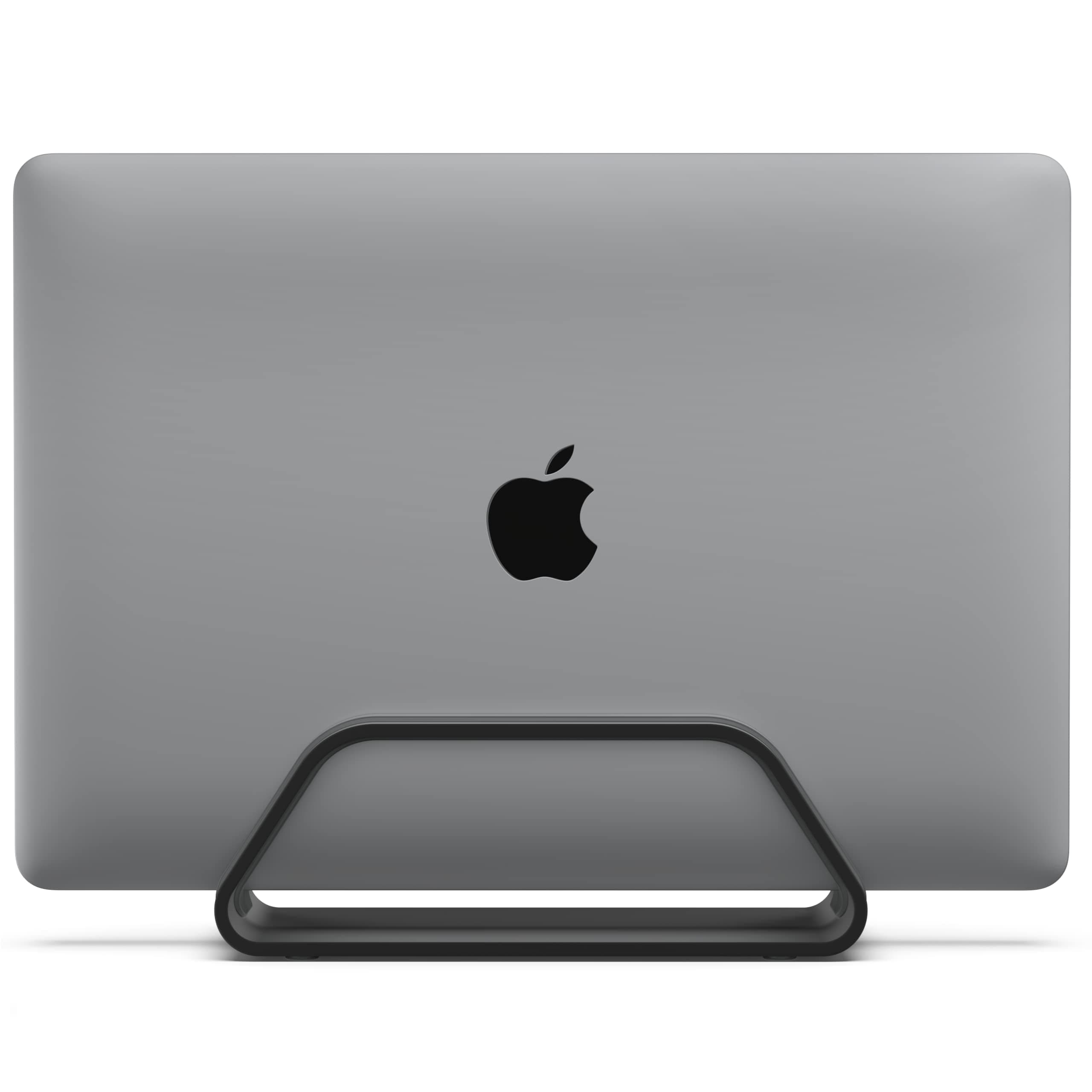 HumanCentric Vertical Laptop Stand Compatible With MacBook Pro and MacBook Air, Holder for Personal Computer Desk Stand, Aluminium, Exchangeable Inserts to Fit Different Device Models, Black