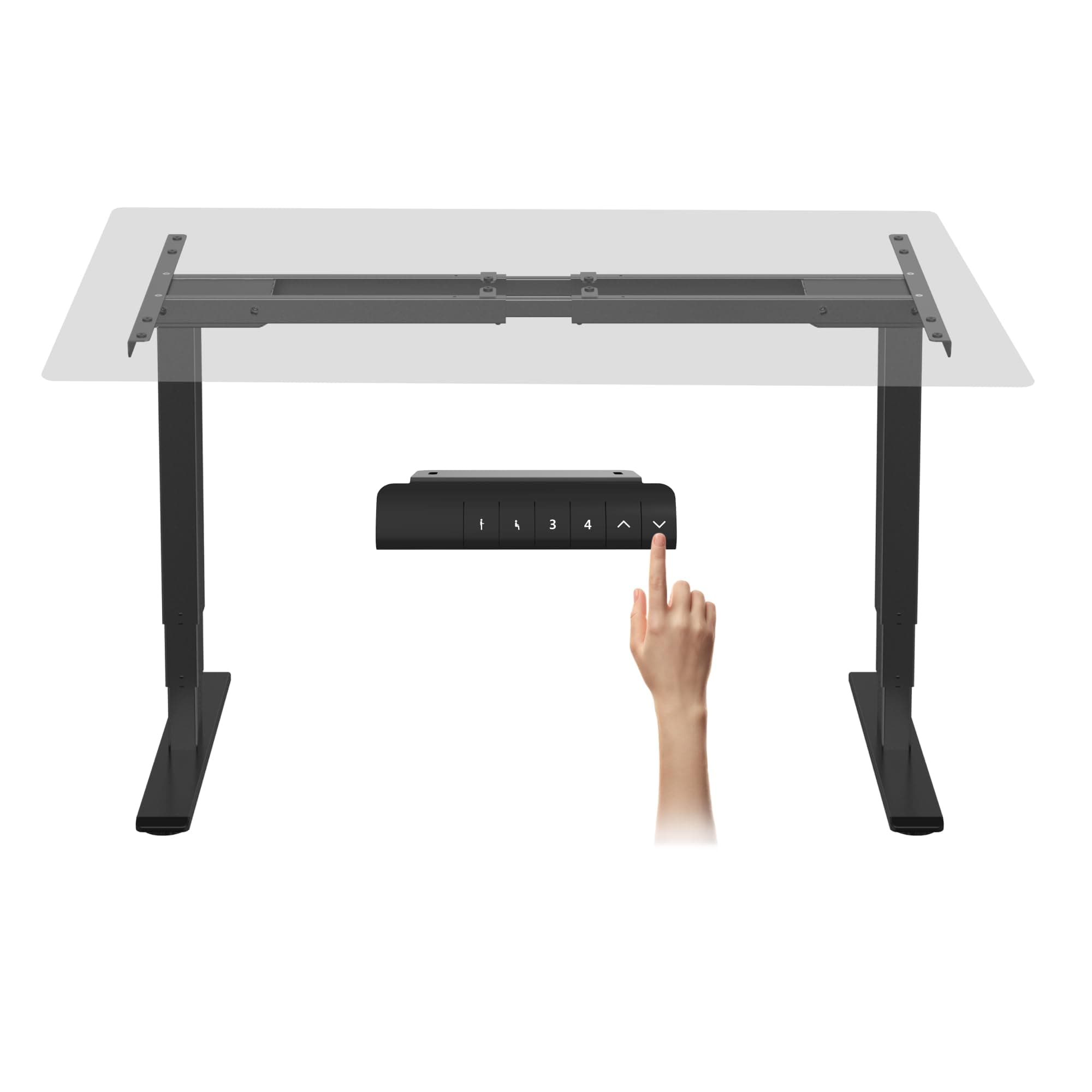 - E6 Dual Motor Standing Desk Frame 3 Stages Electric Height Adjustable Stand Up Desk Frame Only ((Black)