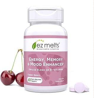 Energy Memory & Mood Enhancer, Methylated B-Complex, Sublingual Vitamins, Vegan, Zero Sugar, Natural Cherry Flavor, 60 Fast Dissolve Tablets