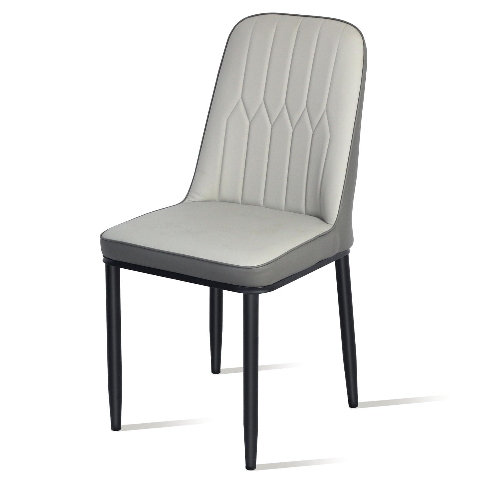 SKY-TOUCH Modern PU Leather Dining Chair, High Back with Soft Seat, Metal Side Legs, Grey, 44x40x90cm, Ideal for Kitchen, Dining Room, Living Room, and Vanity