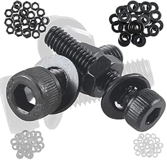 huruirui M2 M3 M4 M5 Nuts and Bolts Washers Assorted Set, Black Hex Socket Head Cap Screws Bolts and Nuts Kit 945pcs, Thread Machine Hex Bolt Set Fastener Repair Tools Assortment Kit