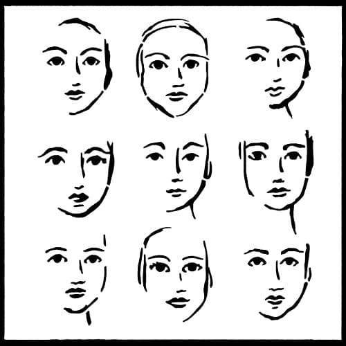 6"x6" Faces in The Crowd Stencil by Jennifer Evans