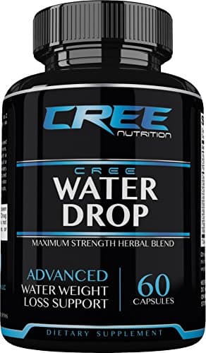 CREE Nutrition Water Drop Advanced Water Weight Loss Support - Maximum Strength Herbal Diuretic Blend - 60 Capsules - Made in The USA
