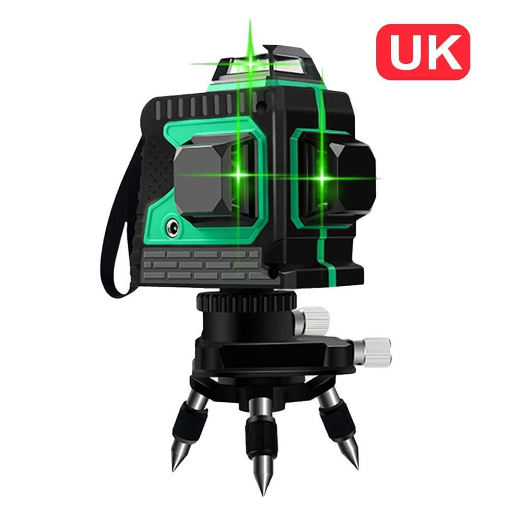3D Laser Level 12 Line Self-Leveling 360 Horizontal Vertical Cross Green Light Ground Level Leveling Waterproof Dustproof Shockproof Leveler with Tripod and 2 Batteries,for Construction Site