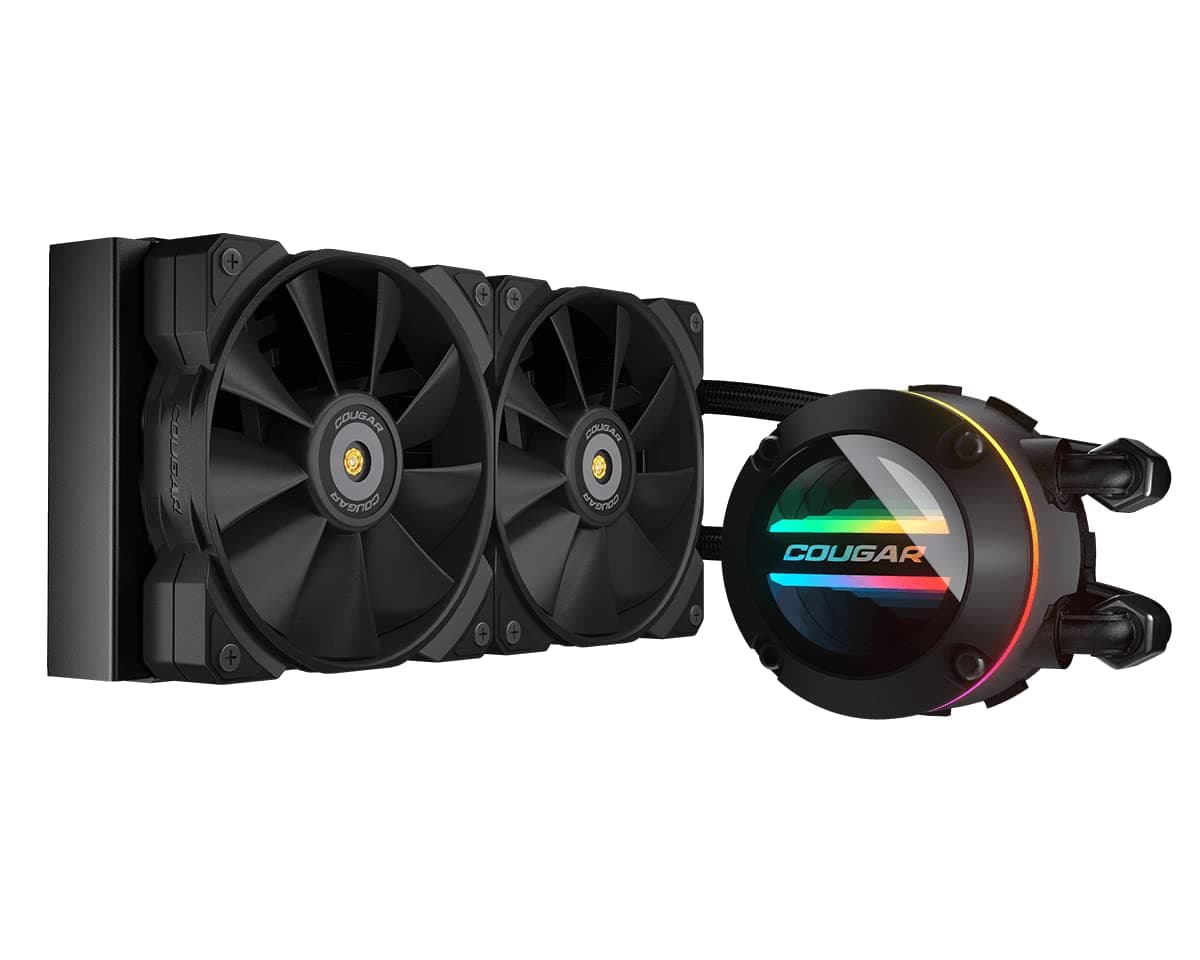 COUGAR POSEIDON GT 240 High Performance AIO Liquid Cooler with the unique 90-degree UTTERIGHT fins, high-efficiency fans