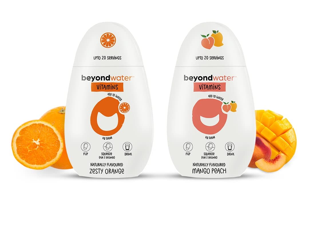 - Fruit Blast - DIY Vitamin Flavour concentrate- 2 X 20 Servings - (Mango Peach + Zesty Orange) | Water Enhancer Instant Flavour Drink Mix, Hydration drink, 10+ Vitamins & Minerals, Healthy Fruit Flavour, 100% Natural Ingredients, Low in sugar, Flavoured Water