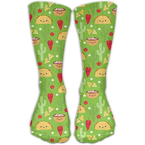 Tuck Cactus Salsa Pepper Pattern Crew Socks Unisex Quality High Softball Non Skid Sock One Size