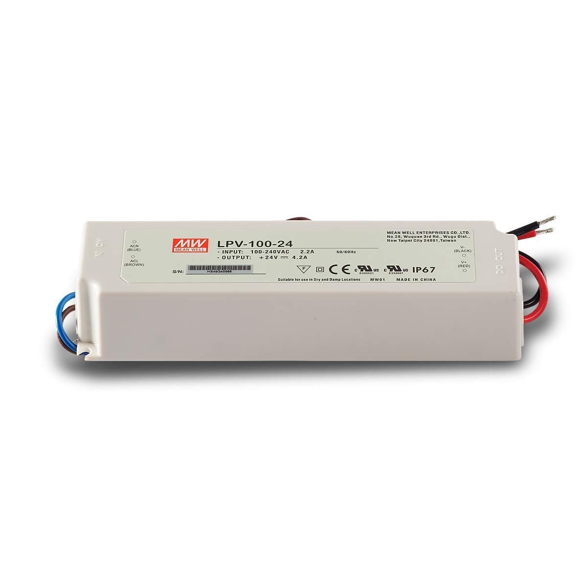 LPV-100-24 AC-DC Single Output LED Driver, Constant Voltage