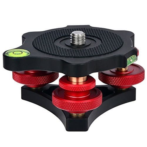 CAVIX Camera Leveler Tripod Leveling Base Tri-Wheel Head for Macro Photography Aluminum w Bubble Level 3 Axis Level with +/-5 Degree Precision Adjustment for DSLR Camera Rotator Panoramic Head LP-64