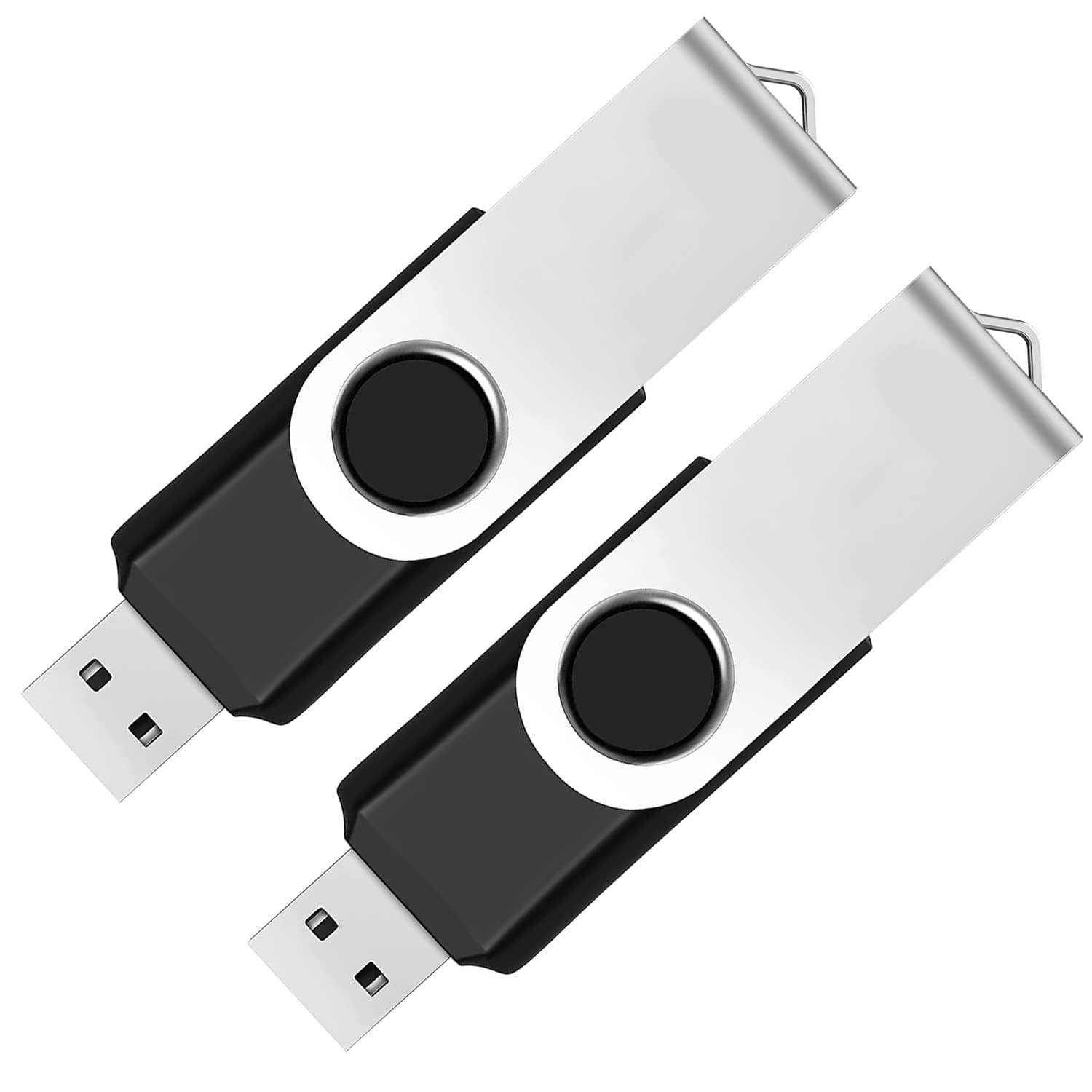 2 Pack 32GB USB Flash Drive USB 2.0 Thumb Drives Jump Drive Fold Storage Memory Stick Swivel Design - Black