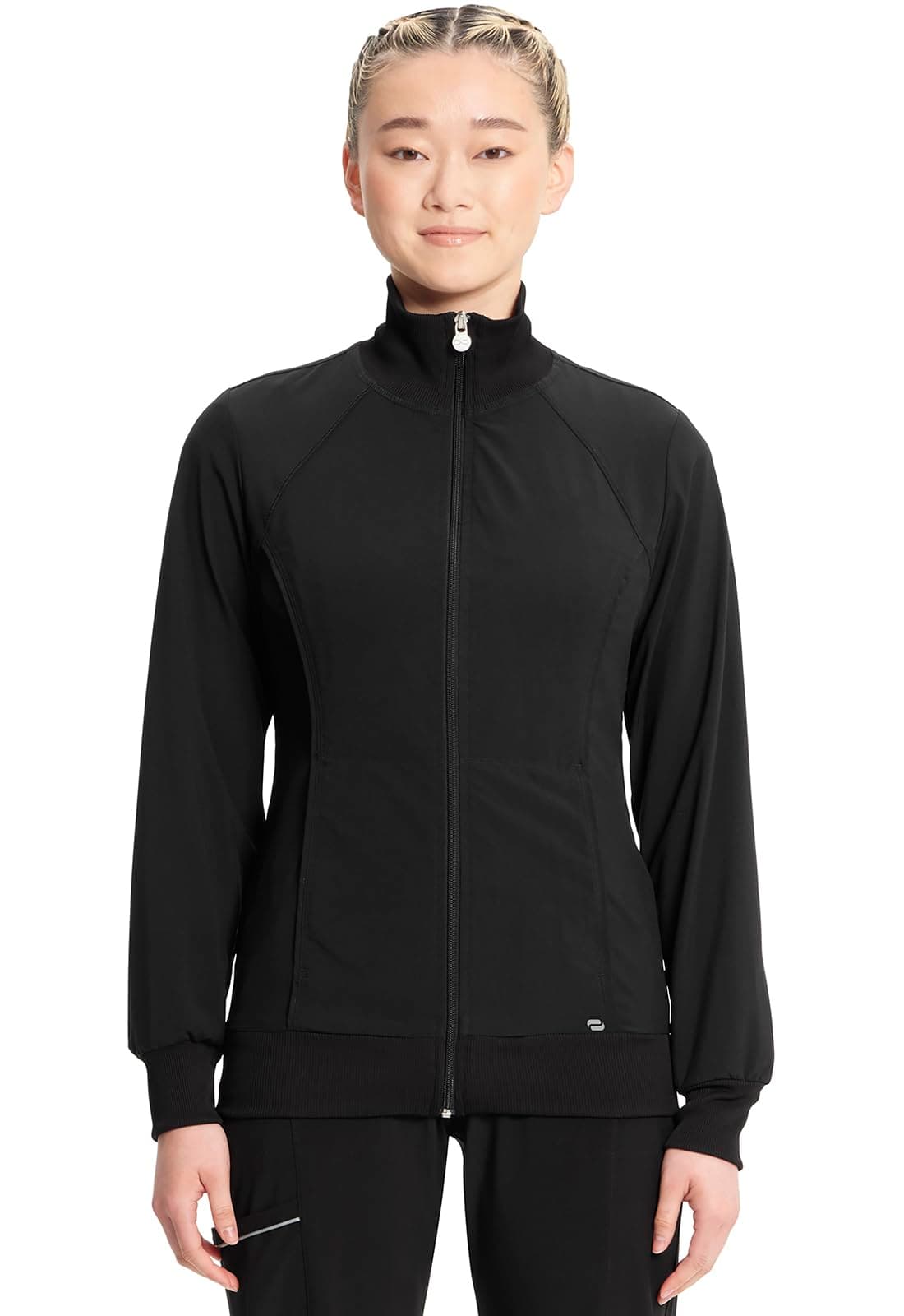 Cherokee Women's Infinity Zip Front Warm-Up Jacket, Black, Small
