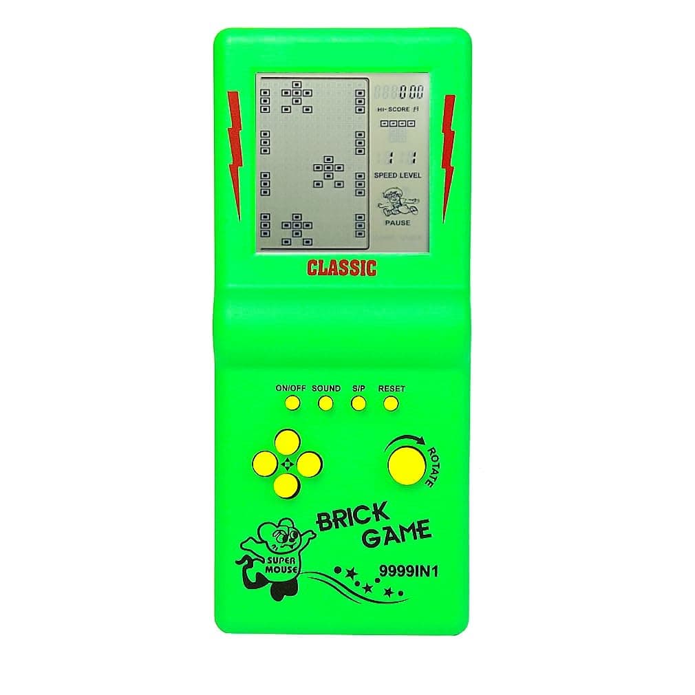 HLF 3.5-inch Large Screen Retro Brick Game Console for the 80s/90s Building Block Game Racing/Tank Game Built-in 23 Classic Games Nostalgic Puzzle Children's game console (Green)