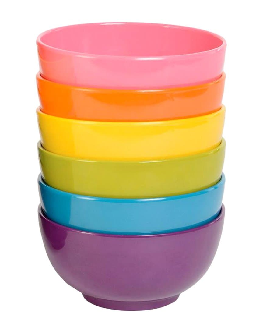 Melamine Mini Bowls, 6-Piece Set, Small Serving Bowl – Snack, Condiment, Dip, Dessert, Ice Cream – Shatter Proof, Food-Safe, BPA Free, Dishwasher Safe, 4” 10 oz - Multicolor
