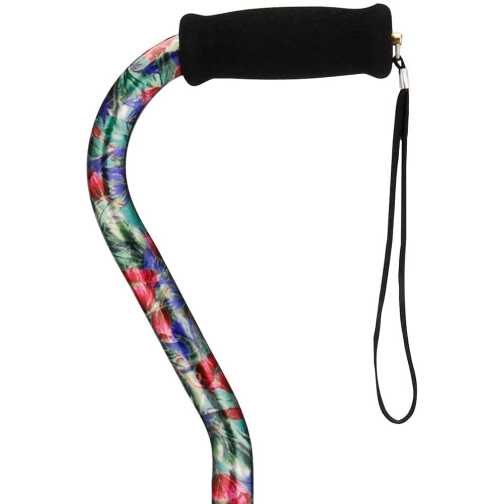 NOVA Designer Walking Cane with Offset Handle, Lightweight Adjustable Walking Stick with Carrying Strap