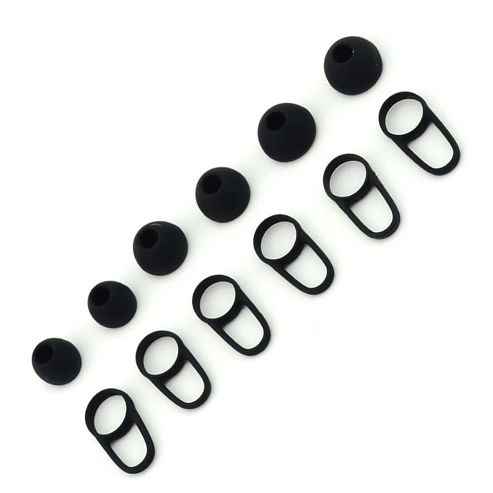 Replacement Silicon Ear Pads Set with Secure-Fit Wings - Includes 6 Different Sizes for All Ear Types - Best Running/Workout/Sport/Athletic In Ear Pads for the WiBlasts Bluetooth Headphones/Earbuds