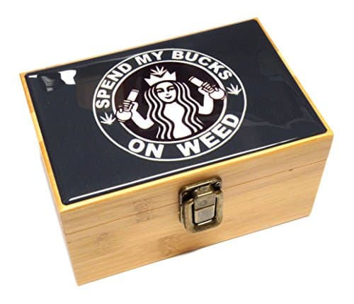 Cali Factory Spend On Design - Grinder, Jar in Medium Size Sacred Geometry Stash Box with Latch Combo Gift Package Item# MED062118-11