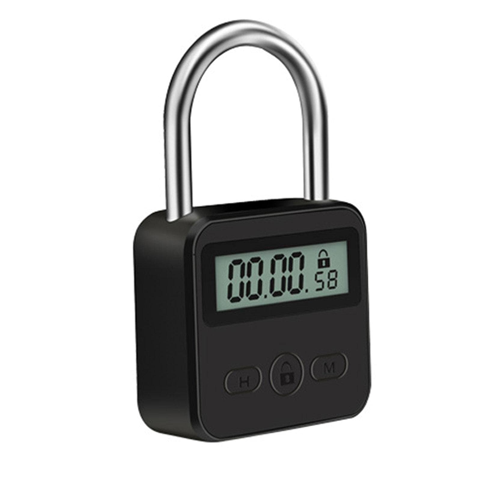 Tookie Metal Timer Lock, 99 Hours Max Timing Lock, USB Rechargeable Timer Padlock with LCD Display, Multi-Function Micro Electronic Timer Lock, Heavy Duty Metal Time Out Padlock(Black)