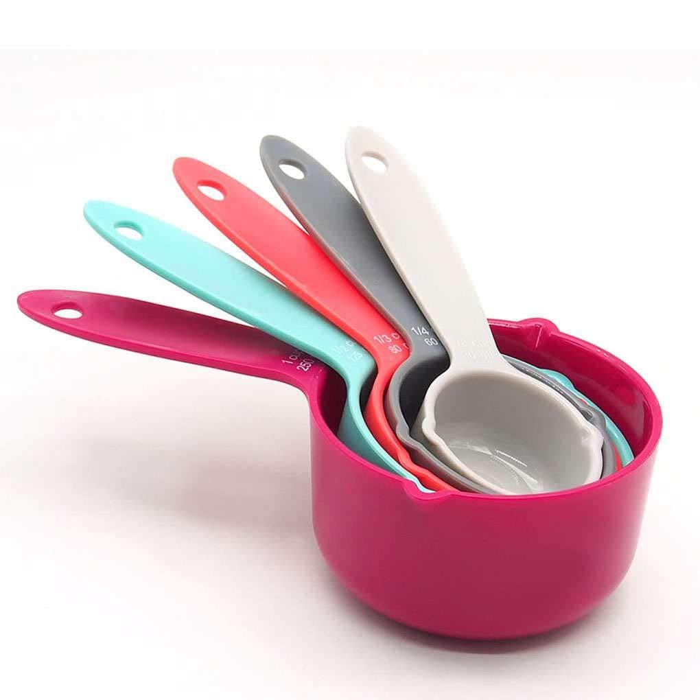 Idyandyans 5pcs/set Foldable Measuring Spoon Set Colorful Baking Measure Scoop Kitchen Flour Sugar Measuring Cup