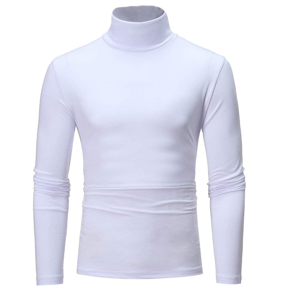 Mens Basic Turtleneck T-Shirts Plain Top Jumper Autumn Winter Long Sleeve Casual Top Blouse Sweatshirts