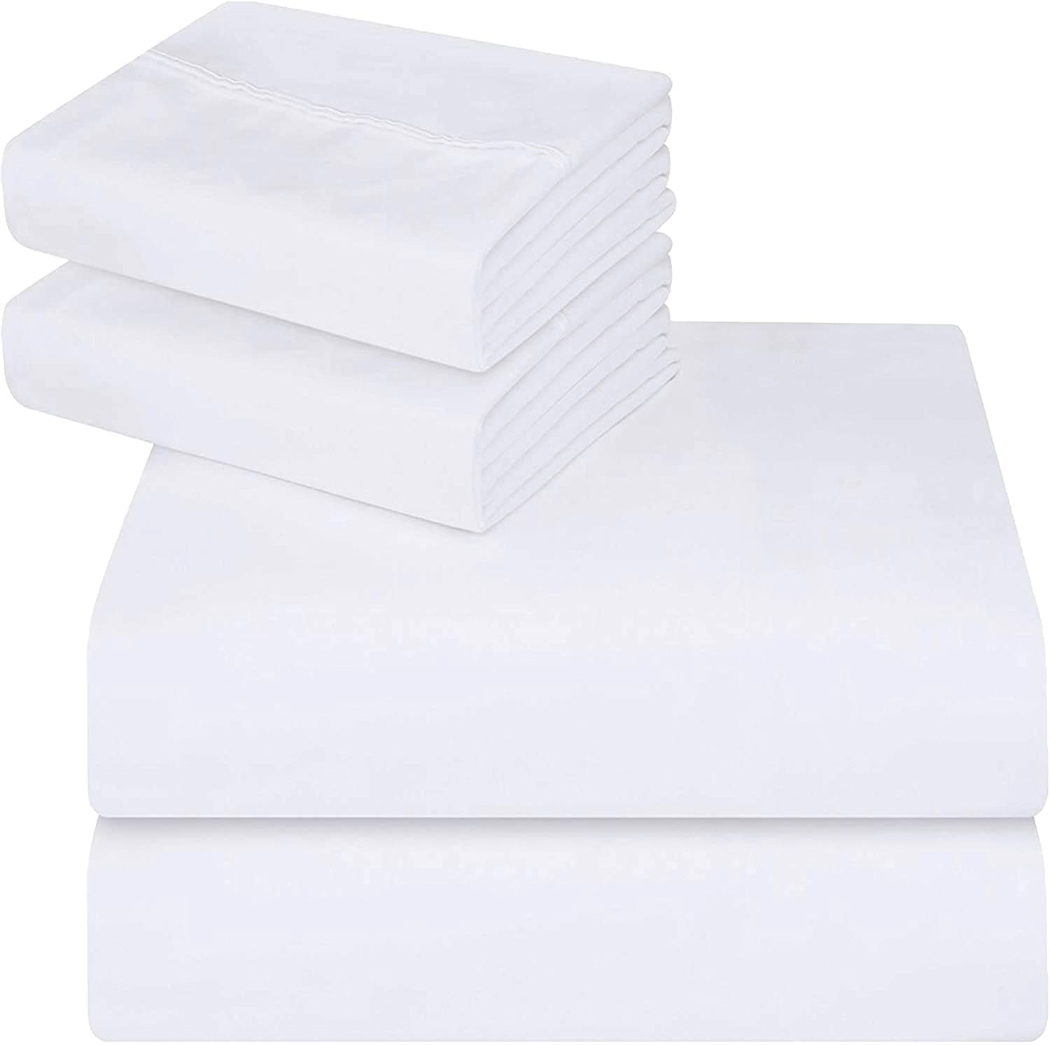 Single Bed Sheets - Deep Fitted Single Sheet 14 inch (35 cm) - Soft Brushed Microfibre Fabric White Bedding- Shrinkage and Fade Resistant. (Single (90x190cm), White)
