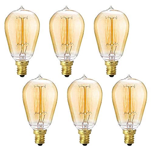 Vintage Edison Light Bulbs, E12 Candelabra Light Bulbs, 40W Dimmable Incandescent Bulb, 110-130v, ST45 Squirrel Cage Filament Edison Bulb for Home Office Light Fixtures Decorative 6-Pack (White)