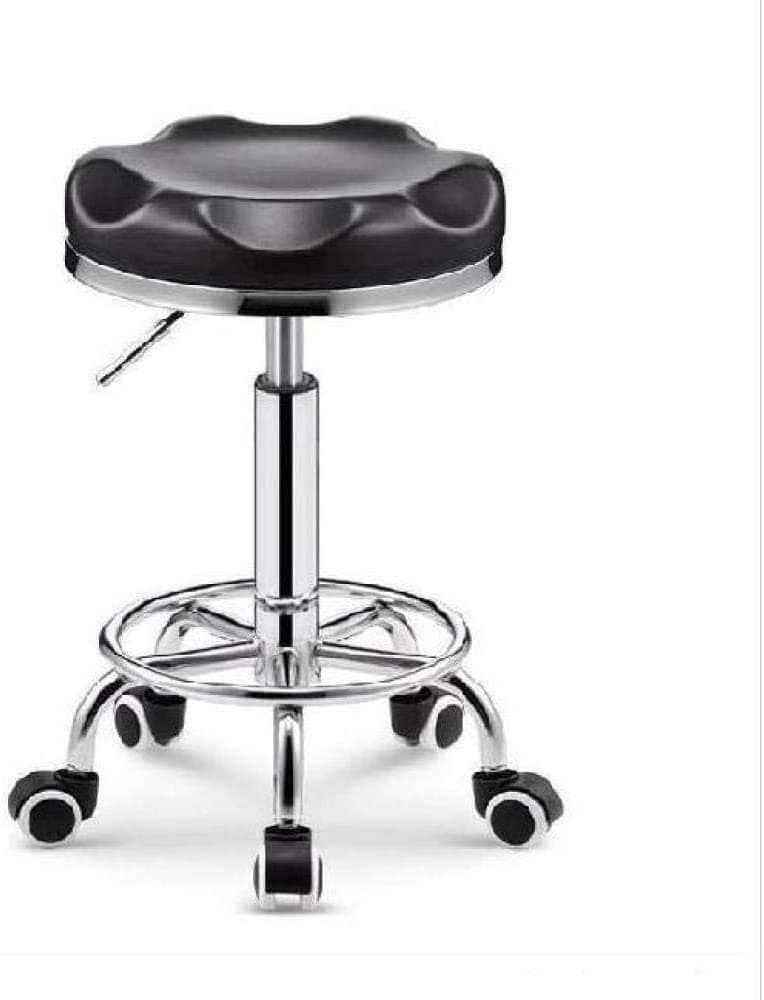 Stool on Wheels Office Stool with Wheels，Height Adjustable Stool with Blue Synthetic Leather Seat，Adjustable Height 52-62 cm，Supported weight 160 Kg，Saddle Stools with Backrest for Dentists, Doctors