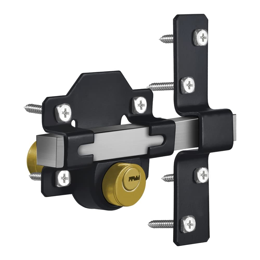 Barn Door Lock, Fence Gate Lock, Double Sided Gate Latch, Gate Lock for Wodden Garage Door, Supplied with 5 Keys, Work with 2.75" Wooden Vinyl Metal Gate, for Right & Left Door