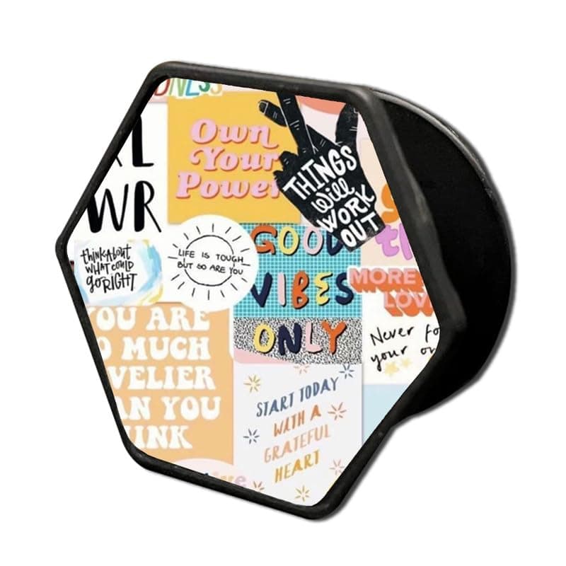 PHONE ANTICSPrinted Mobile Holder Designs Mobile Back Holder Grip with Finger Selfie Grip Mobile Socket Grips Hexagonal Design (Design 13)